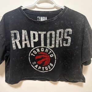 NBA Black Graphic Logo Tee with Distressed White Print